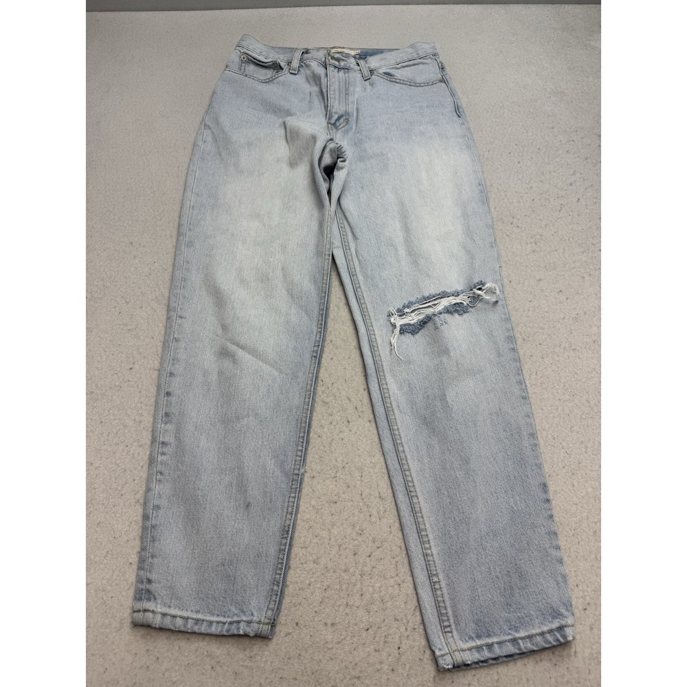 Levi's Premium Mom Jeans Womens 28 Blue Light Wash High Rise Distressed Denim